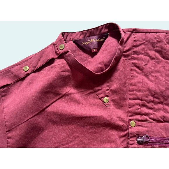 Vintage SERGIO VALENTE 1980s Asymmetrical Round Collar Shirt Top Sz S - Picture 4 of 8